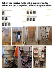 1 pieza Espacio mejorado, Estantería de zapatos de metal simple, Estantería de almacenamiento de zapatos, Minimalista, Resistente, Elegante, Fácil de desmontar y montar, Portátil, Adecuado para sala de estar, dormitorio, entrada, oficina, hogar, Almacenamiento de varios niveles, Regalo navideño - Multicolor - Ver 2