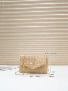 迷你时尚翻盖链条斜挎包，女士单肩邮差包，可装手机，适合送礼、度假、购物。 - 卡其色 - 查看 7