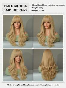 7JHH WIGS T-Swizzle Wig Natural Curly Blonde Wigs For Women Long Wavy Synthetic Wig With Bangs Natural Looking Soft Fiber Beautiful Fluffy Wigs For Beginners Daily Party Wedding Use 22 Inch - Gold - View 6