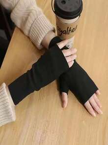 1pair Of Women's Elegant Half Finger Gloves, Self Heating Comfortable Half Finger Gloves For Winter, Velvet Fingerless Warm Gloves, Winter Warm Casual Coat Accessories, Soft, Warm, Elastic, Touch Screen Compatible, Windproof, Waterproof, With Plush Lining, Suitable For Autumn And Winter Outdoor Activities, Ideal For Hand Warmth In Winter - Multicolor - View 11