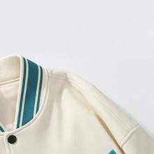- chamarra universitaria universitaria para hombre, chamarra de bisbol estilo clsico, casual, unisex, ropa de calle con parche - Beige + XL - Ver 2