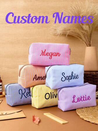 Embroidered Makeup Bag, Customized Corduroy Makeup Bag, Sanitary Pad Storage Bag, Travel Makeup Bag, Personalized Storage Bag, Gift For Women, Embroidered Corduroy Bag, Customized Corduroy Makeup Bag, Personalized Corduroy Bag, Travel Case, Toiletries, Sunscreen Bag, Bridesmaid Gift, Corduroy Makeup Bag