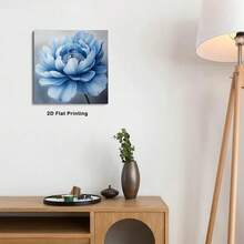 1pc 40*40cm(16x16inch) Art Decor Square Canvas Wall Art With Framed Blue Flowers Peony Floral Room Decor Home Decor Holiday Decor Bedroom Decor Living Room Decor.Stretched And Framed Ready To Hang. - 白色 - 查看 2