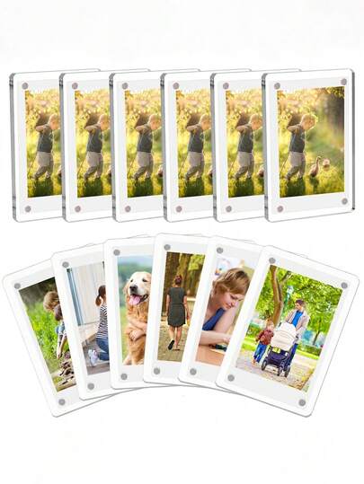 1/2/4pcs Transparent Photo Frames Classic Horizontal Rectangular Fridge Stickers For Tabletop & Refrigerator Display, Durable Acrylic Memory Keepsakes For Family Photos, Tabletop Photo Holder Classic Design Acrylic Construction