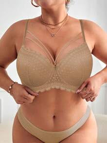 MIMILEMON Bra Berkawat Berbantalan Renda Cokelat Kopi Ukuran Plus - Coffee Brown - View 2