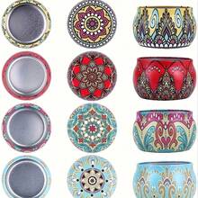 45pcs Bohemian Style Metal Candle Jars & Candle Making Tool Set, 2.2oz With Metal Lids - Fashionable Portable Empty Containers, Ideal For DIY Crafting And Storage, Perfect Gift For Easter, Thanksgiving And Christmas, Also Great For Candle Making Supplies. - Multicolor - View 7