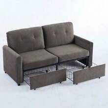 Dark Grey 2-Seater Living Room Sofa With Drawers And Storage Function - Dark Grey - View 4