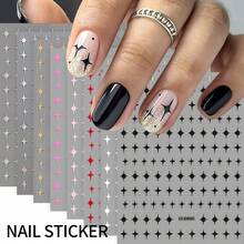 8 miếng dán móng tay hình ngôi sao vàng và bạc kim loại, 8 kích cỡ khác nhau, hình ngôi sao 3D tự dính, thích hợp cho trang trí móng tay nữ (Vàng, Bạc, Trắng, Đen, Hồng, Đỏ, Đỏ, Bạc Laser) Dụng cụ làm móng - Nhiều màu - Xem 13