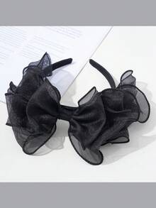 1 قطعة شريط رأس بفيونكة على الطراز الفرنسي القديم، إكسسوار شعر ذو حافة شبكية عريضة متعددة الطبقات - متعدد الألوان - مشاهدة 2