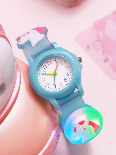 1pc/Set Astronaut Pattern Macaron Color Series Children's Watch, Colorful Plastic Strap Boys Girls Student Watch Suitable For Birthday Gift, Halloween Gift, Year-End Promotion, Singles Day
