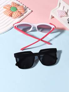 1 Set 2 PCS Boy's Girl's 9-14Y Casual Square/Lace Square Frame Fashion Glasses,Modern Lightweight Glasses For Daily Clothing Decor And Travel Accessories