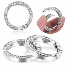 5/10pcs Round Lobster Clasps Rose Golden And Silvery Spring Buckles With Rhinestone Inlaid DIY Handmade Spring Buckle Open Ring Hardware Key Chain Jewelry Accessories