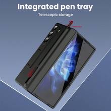 Funda protectora compatible con Samsung Galaxy ZFold3/Fold4/Fold5/Fold6/Fold7 Teléfonos con pantalla plegable con película de vidrio templado, diseño de ranura retráctil para bolígrafo, Serie Xinghuang Funda protectora de Body completo, Diseño unisex con bolígrafo, Funda protectora de teléfono de alta gama a la moda y resistente a caídas - Multicolor - Ver 3