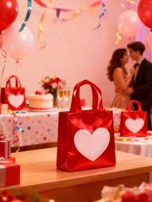 4pcs/1pc Valentine's Day Heart-Shaped Non-Woven Gift Bags, Gift Decoration Bags, Valentine's Day Packaging Bags, Non-Woven Shopping Tote Bags - Suitable For Daily Gifts, Shopping, Home, Parties, Birthdays, Valentine's Day Gift Packaging And Scene Decoration - Multipurpose Tote Bags, Reusable - Multicolor - View 3