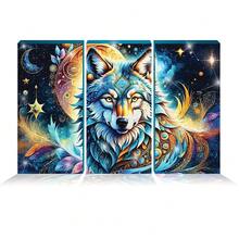 [Free Shipping]ArtSkills Diamond Painting Kit, Diamond Art Ready To Hang Framed Canvas With Storage And Accessory Kit, Mythical Wolf, 3 Stretched Canvas Panels, 14" X 7" Each,MythicalWolf - MythicalWolf - 查看 3