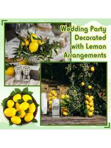 48 Packs Fake Lemons Artificial Fruits With Leaves, 3.5" And 2.8" 2 Size Faux Yellow Lemons Decor Realistic Fruits For Bowls Decor Table Centerpieces Kitchen Summer Decorations, 2/12/24/48 Pack - Multicolor - View 9
