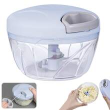 500ml Manual Food Chopper Vegetable Cutter, Portable Hand-pulled Garlic/onion Chopper For Vegetables, Fruits, Nuts And Herbs, Etc. (1pc Light Blue) - Baby Blue - View 8