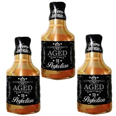 3个威士忌主题铝箔气球，适用于酒吧、鸡尾酒会、舞会、周年庆典、婚礼、订婚、新娘送礼会、单身派对、成人礼、生日派对装饰