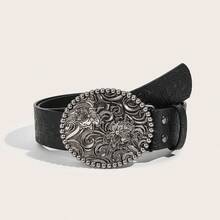 1 pieza Cinturón de mujer de estilo occidental con patrón de dragón en relieve de piel de PU, con incrustaciones de turquesa y ágata, de estilo bohemio, adecuado para vaqueros, Halloween, primavera, verano, otoño, invierno