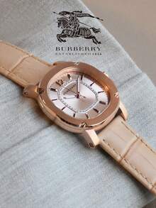 Burberry Crystal Dial Beige Leather Strap Watch For Women - Silver - View 6