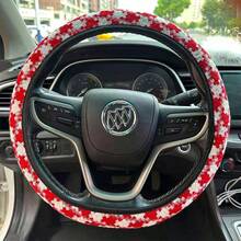 Fashion Houndstooth Linen Steering Wheel Cover & Seat Belt Pad 3 Pieces Set, Four Seasons Universal Car Interior Accessories - Multicolor - View 8