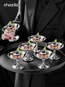 choxila 1pc Stainless Steel Dessert Cup, High Base Ice Cream Bowl, Metal Small Footed Sundae Plate Bowls Holder Party Favors For Candy Jelly Fruit Pudding Snacks, Saudi National Day