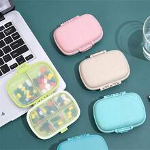 1pc/2PC 8 Compartments Daily Pill Box, Portable Weekly Travel Pill Organizer, Pocket Pill Container, Wallet Pill Dispenser For Vitamins And Fish Oil, Moisture-Proof Box For Pills, Suitable For Carrying, Essential For Travel ... - 棕褐色 - 查看 3