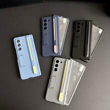 Funda protectora compatible con Samsung Galaxy ZFold3/Fold4/Fold5/Fold6/Fold7 Teléfonos con pantalla plegable con película de vidrio templado, diseño de ranura retráctil para bolígrafo, Serie Xinghuang Funda protectora de Body completo, Diseño unisex con bolígrafo, Funda protectora de teléfono de alta gama a la moda y resistente a caídas - Multicolor - Ver 9