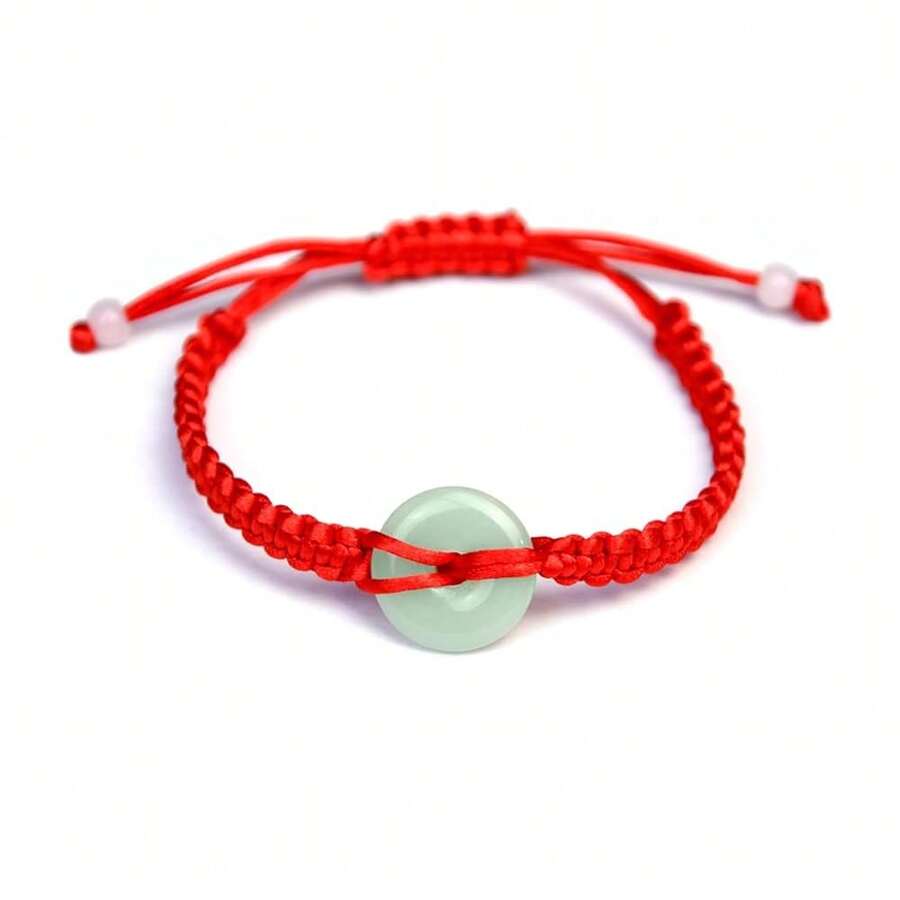 FORUBUS Green Jade Buddha Circle Red String Pendant Necklace - Chinese Traditional Amulet For Luck And Protection,Elightgreencirclebracele - Elightgreencirclebracele - View 1