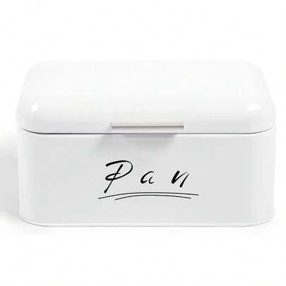 Madera Nieve Panera metálica con tapa abatible | Caja de almacenamiento para pan, bollería y galletas | Mantiene el pan fresco y seco | Diseño retro para cocina