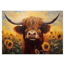 [Free Shipping]Diamond Painting Kits For Adults, 5D Cow And Flower Full Drill Diamond Art, DIY Highland Cow Diamond Art Kit Gem Art For Home Wall Decor 12x16in,A-Suncow - A-sunco - 查看 1