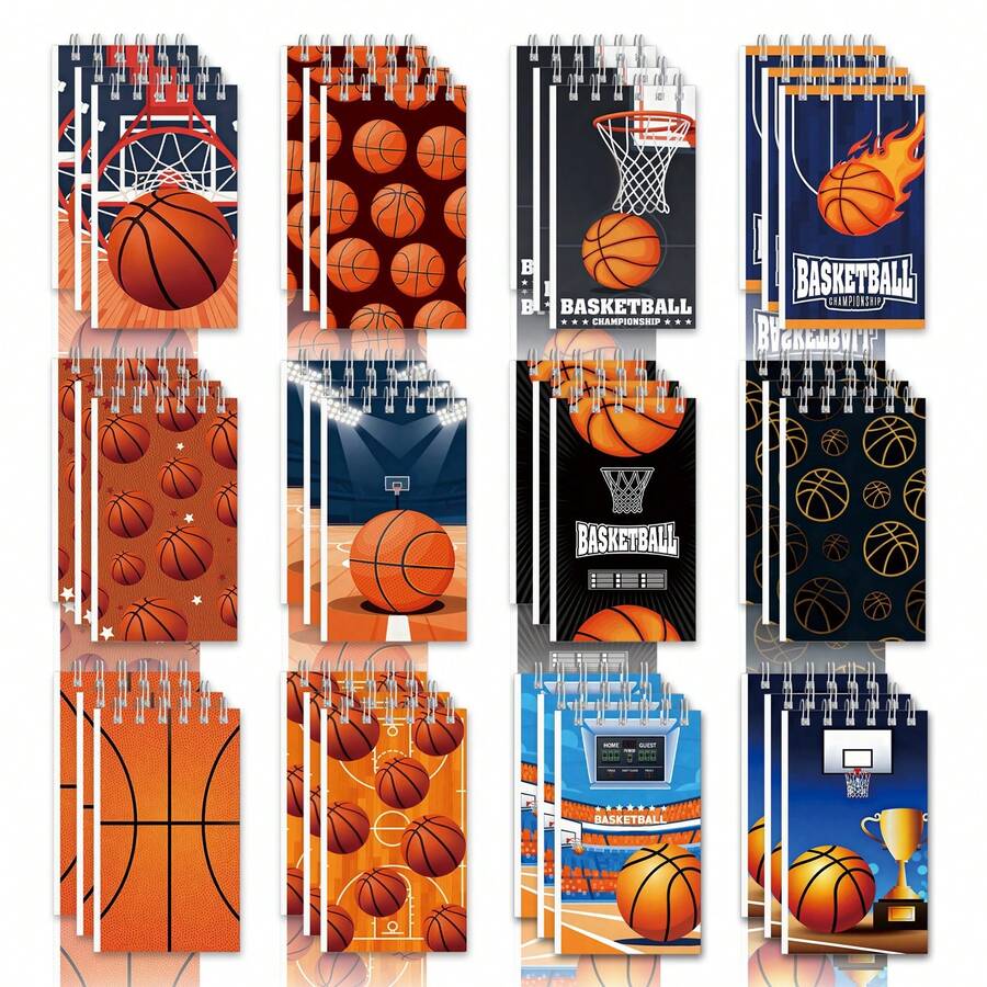 12/10/8/6/5pcs Basketball Coil Notebooks, Student Notebooks, Vocabulary Notebooks, Coil Notebooks, Sketchbooks, Memo Pads, School Supplies, Student Prizes, Party Memo Books, Back To School Stationery - Multicolor - View 1