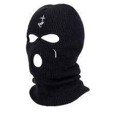 1顶男士十字泪滴刺绣针织帽，三孔拉法帽，户外休闲帽，适合秋冬季旅行，防风保暖 - 彩色 - 查看 3