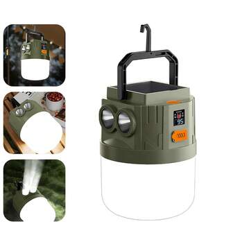 1PC Multifunctional Solar LED Camping Lantern, USB Rechargeable Dual-Lamp Emergency Light, Can Be Used As A Flashlight, 1200mAh Battery, Power Display, Suitable For Outdoor Activities, Hiking, Camping, Parties And Emergency Use