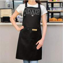 DAD EST.2025 Unisex Cooking Apron With Pockets| Polyester Fabric, Kitchen Chef Apron, With Baby Footprint Details - 均碼 - 查看 6