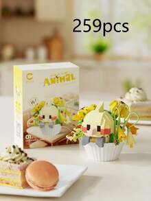 Assorted Realistic Building Block Flowers, Building Block Toys, Building Block Dogs, Building Block Cats, Building Block Rabbits, DIY Assembly, Creative Desktop Decor, Collectible Display Items, Suitable As Holiday And Birthday Gift Ideas For Friends - Animal and Floral Designs - View 11