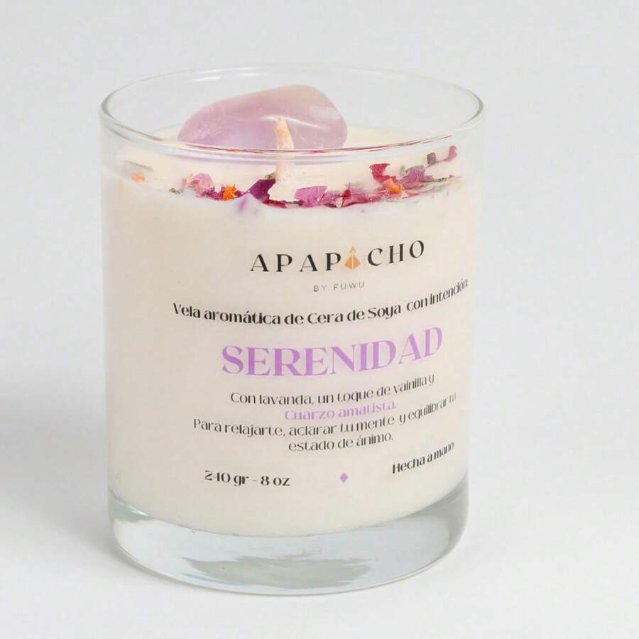 Velas aromaticas relajantes de cera de soya con cuarzos naturales, velas decorativas hechas a mano con hierbas de olor, aromatizantes para hogar, velas aromaticas - Flores hawaianas con Sandía - Ver 1