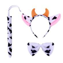 Halloween Leopard Costume Accessories Set - Animal Leopard Print Bow Tie Tails For Women Halloween Costumes For Party Outfits Animal Cat Ears Headband For Adults Womens Cosplay Costume 3 Pcs - Con bò - Xem 1