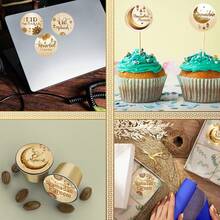 500pcs/1Roll Eid Mubarak Stickers Gold Labels For Home Ramadan Kareem Party Eid Al Adha Gifts Ramadan Mubarak