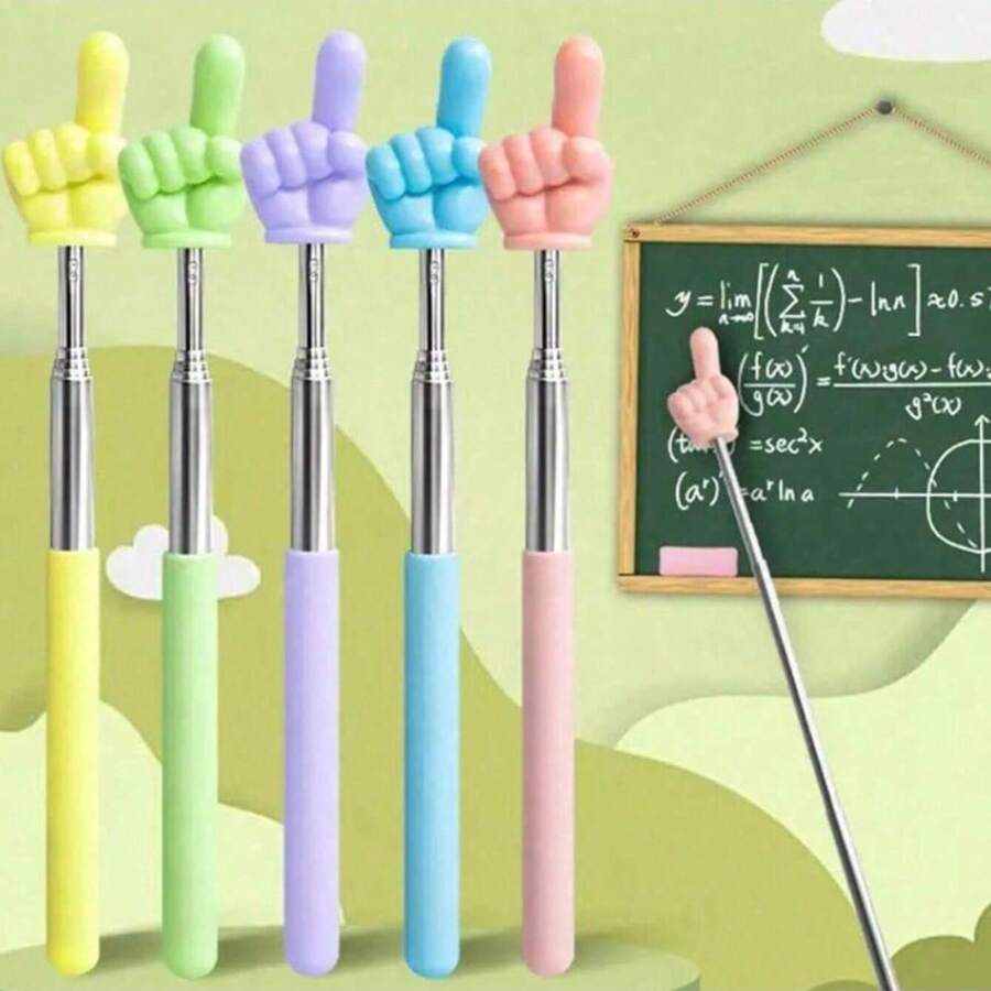 1pc Extendable Finger Reading Pointer, For Reading, Teaching, Teacher Use, Blackboard Pointer, Home Reading Pointer, Office, School, Drawing, Marker Pen, Stationery - Multicolor - View 1