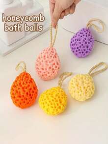 1pc Honeycomb Bath Sponge, Ultra Soft Sponge Shower Scrubber, Unisex Exfoliating Bath Brush, Durable & Cute Shower Accessory