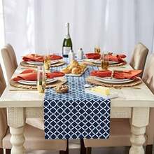 DII Camino de mesa de algodón enrejado para comedor, mesa de vestíbulo, fiestas de primavera y uso diario – 14 x 108 pulgadas, , 60x120", 1(Table Runner, 14x72" Azul náutico) - Multicolor - Ver 4