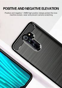Max Power Digital Funda para Xiaomi Redmi Note 8 Pro Carcasa Protectora Antigolpes Silicona Negra Diseño Fibra de Carbono Resistente Absorción de Choque [Compatible Carga Inalámbrica] - Negro - Ver 9