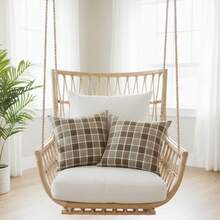 Set Of 2 Decorative Cushion Covers 45x45cm Rustic Linen Style - Barcelona - Ver 3