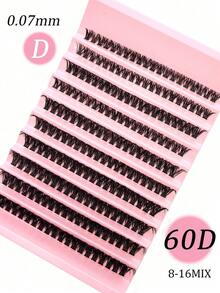 全新DIY睫毛嫁接套装：200根簇状假睫毛，80D/60D/40D/30D卷度可选，可重复使用，浓密蓬松，适用于派对、舞台、节日眼妆 - 粉色 - 查看 7
