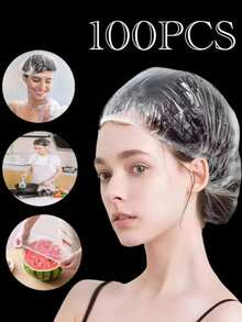 50/100pcs Disposable Plastic Shower Caps, Waterproof Shower Head Covers, Beauty Dye & Dust Protection Hair Caps, Suitable For Kitchen, Hotel, Salon, Bathroom, Kitchen Supplies, Cleaning Protection, (Pink, White, Yellow, Blue), Back To School Season - Multicolor - View 2