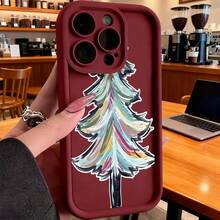 Cubierta de teléfono con diseño de árbol de Navidad multicolor negra para  14 Pro Max protector de pantalla estilo artístico ideal para uso diario y regalos festivosCompatible with  16 Pro Max/16 Plus/16 Pro/16/15 Pro Max/15 Plus/15 Pro/15/14 Pro Max/14 Plus/14 Pro/14/13 Pro Max/13 Pro/13/12 Pro Max/12 Pro/12/11 Pro Max/11 Pro/11/XS Max/XR/X/7 Plus/7 TPU Drop-Proof and Stain-Resistant Protective Soft Case - Burdeos - Ver 2