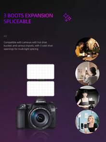 1 PC RGB LED Video Light - Portable, Rechargeable Camera Panel With 0-360° Full Color Range, CRI 95+, Adjustable Temperature 2500-9K000K For Vlogging, Photography & Video Conferencing