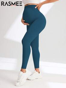 Maternity High Waist Seamless Elastic Solid Color Leggings