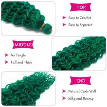 Water Deep Wave Wavy Braiding Hair Green Curly Ocean Wave Crochet Hair 24 Inch 2 Packs Green Boho Hair For Braiding  Soft Curls For Boho Braids Extensions,GreenBohoHair - GreenBohoHair - 查看 4